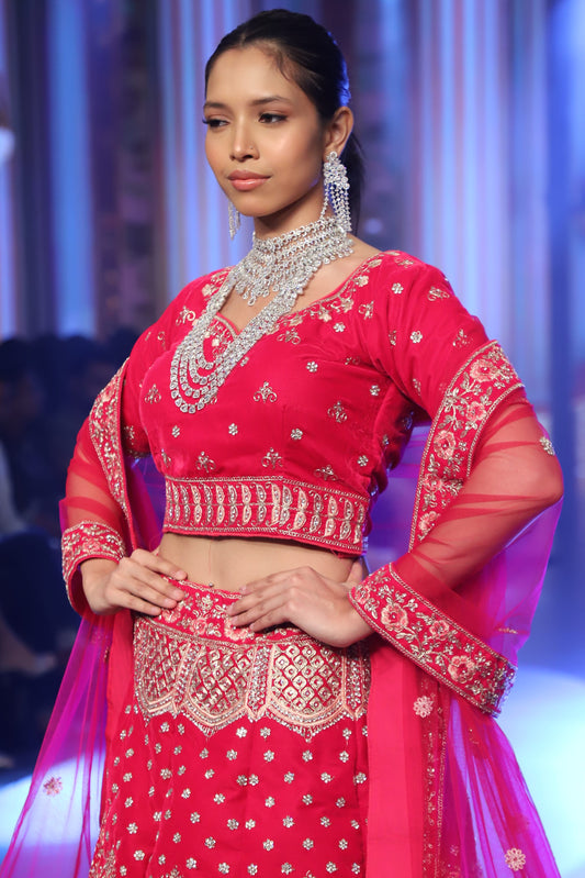 Elegant Red Dress with Intricate Zari Work