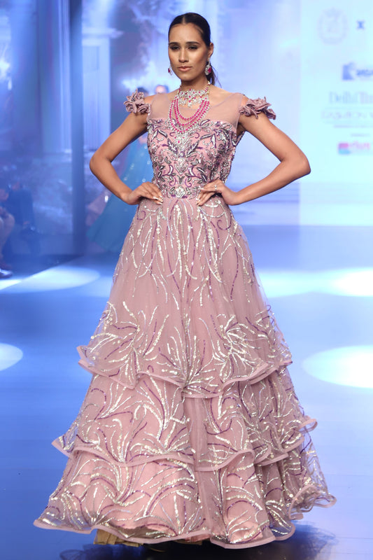 Pink Bridal Gown with Delicate Embellishments