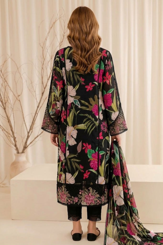 Midnight Bloom Printed 3 Piece Suit Set