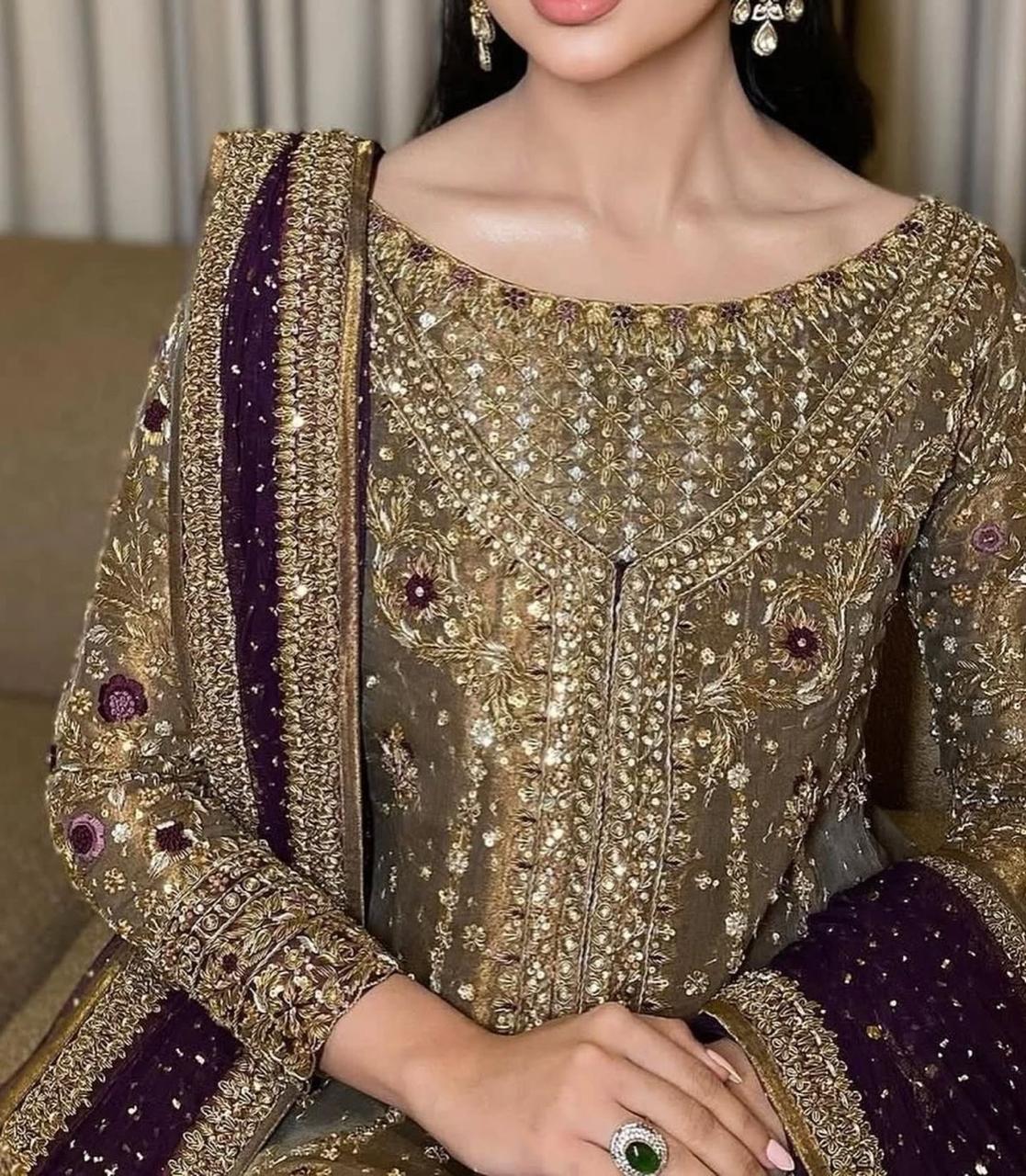 Royal Plum & Gold Embroidered Anarkali