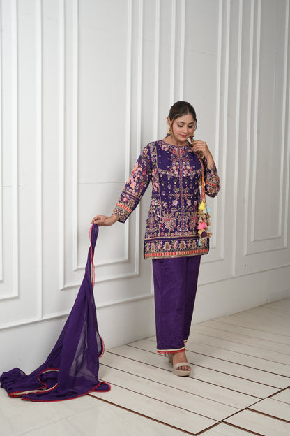 Purple Bloom Festive Kurta Set