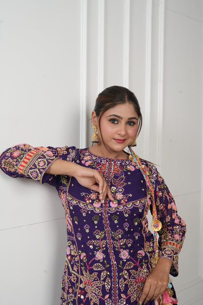 Purple Bloom Festive Kurta Set