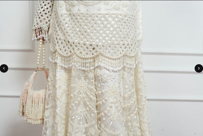 “Pearl Garden” – Ivory Embroidered Farshi Set
