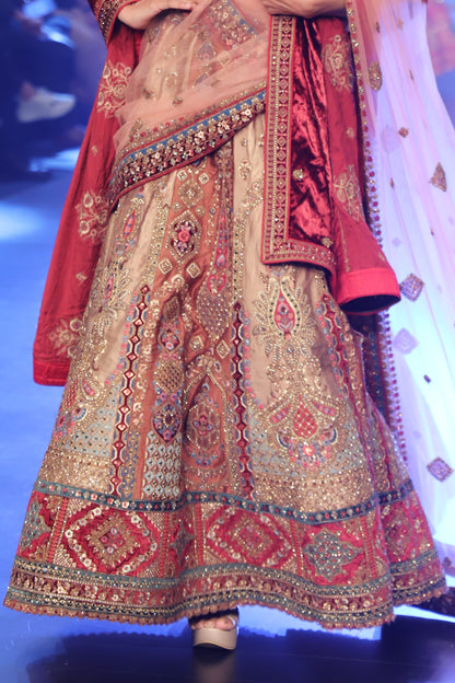 Maroon Bridal Dress with Luxurious Embellishments