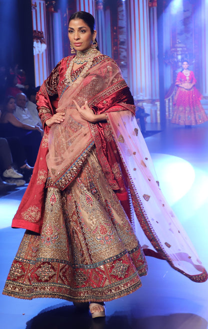 Maroon Bridal Dress with Luxurious Embellishments