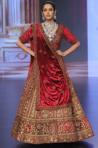 Royal rajwadi red bridal lehenga