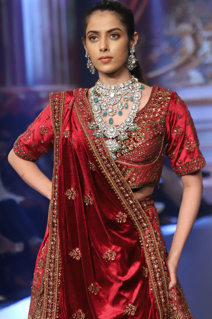 Royal rajwadi red bridal lehenga