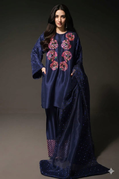 Navy Petal Grace Kurta Set