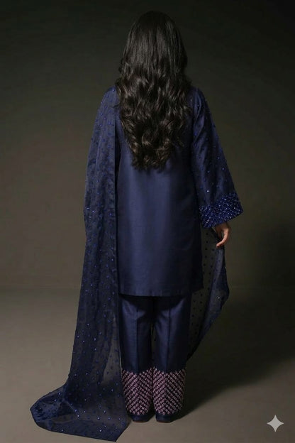 Navy Petal Grace Kurta Set