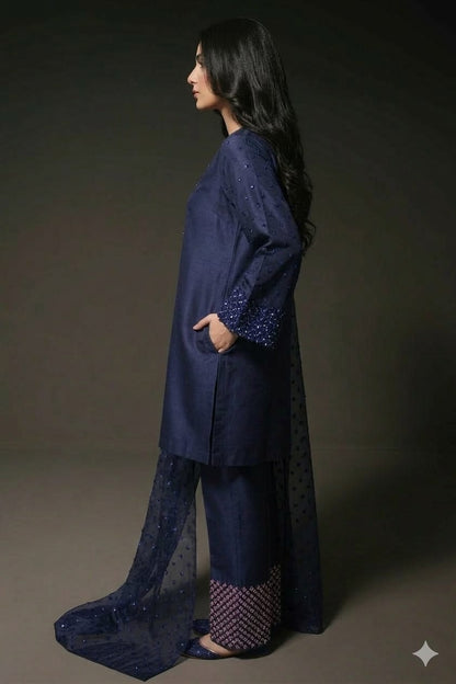 Navy Petal Grace Kurta Set