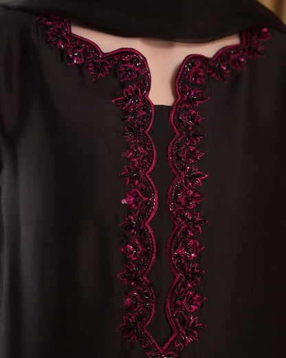 Black & Pink Embroidered Elegance Suit Se