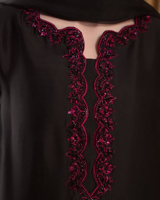 Black & Pink Embroidered Elegance Suit Se