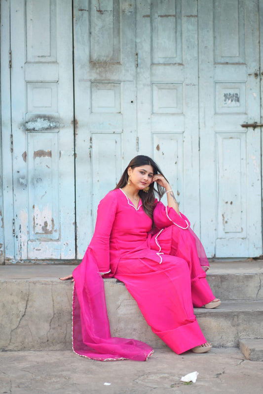 Rosy Elegance Ensemble Farshi Salwar