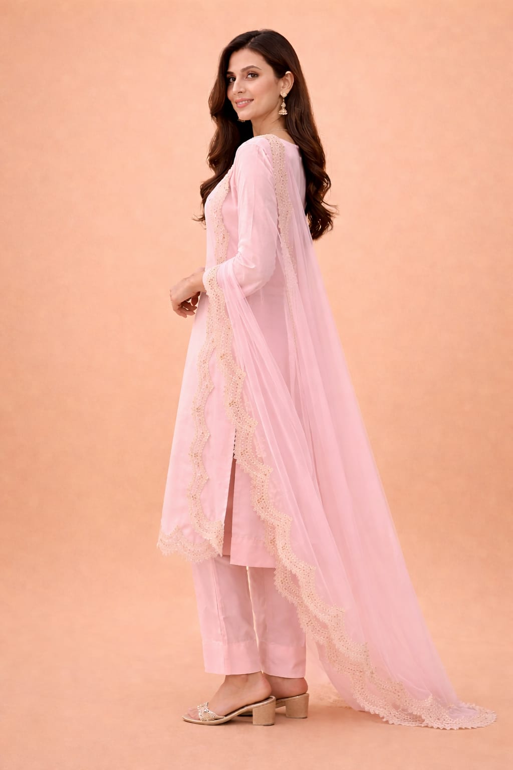 Blush Pink Embroidered Kurta Set with Dupatta