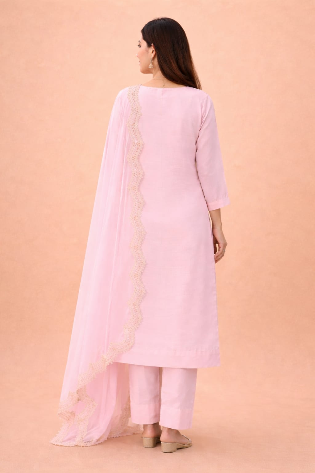 Blush Pink Embroidered Kurta Set with Dupatta