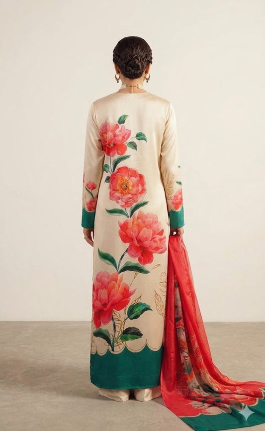 Ivory Bloom Printed Lawn Suit Set