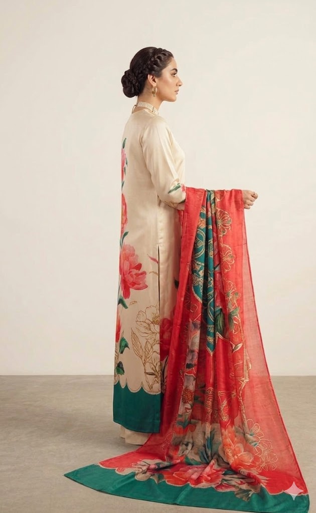 Ivory Bloom Printed Lawn Suit Set
