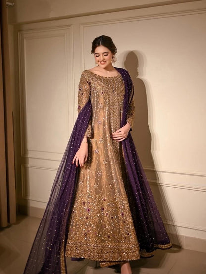 Royal Plum & Gold Embroidered Anarkali