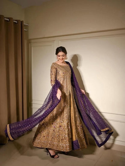 Royal Plum & Gold Embroidered Anarkali