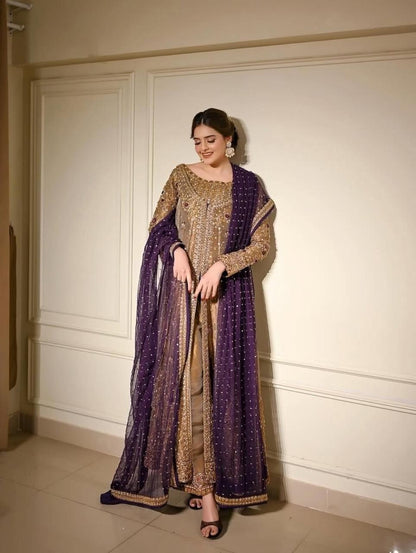 Royal Plum & Gold Embroidered Anarkali